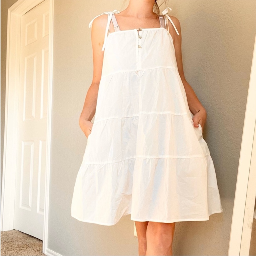 Lena White Tiered Avery Dress